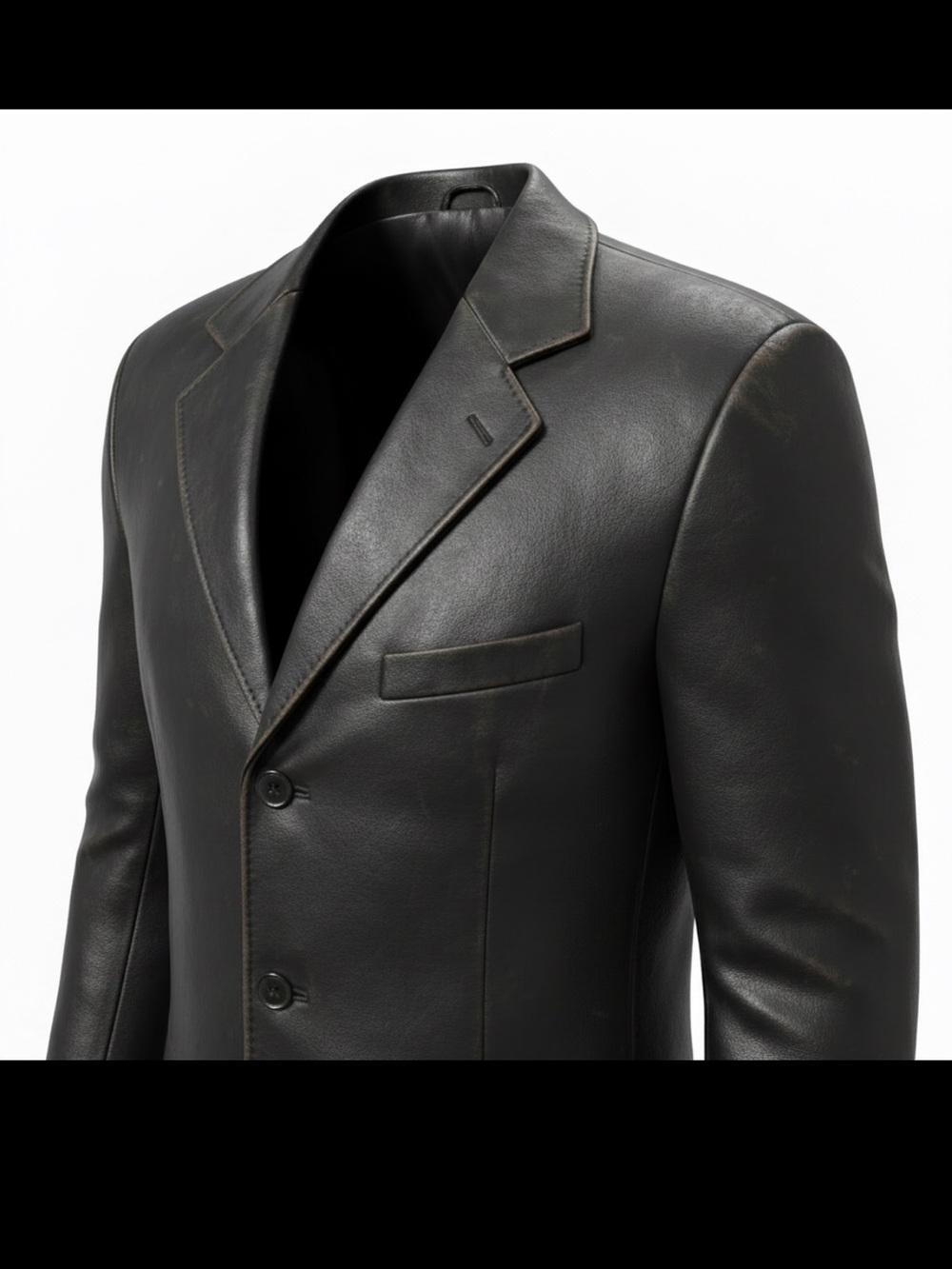 Alfani Men’s Black Genuine Leather Blazer Sport Coat Jacket 2-Button Classic Fit